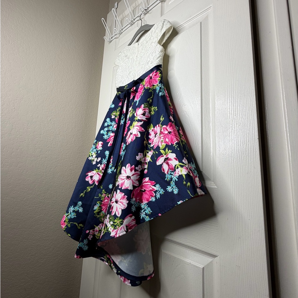 Rare Editions Navy and Pink Floral Kids Dress